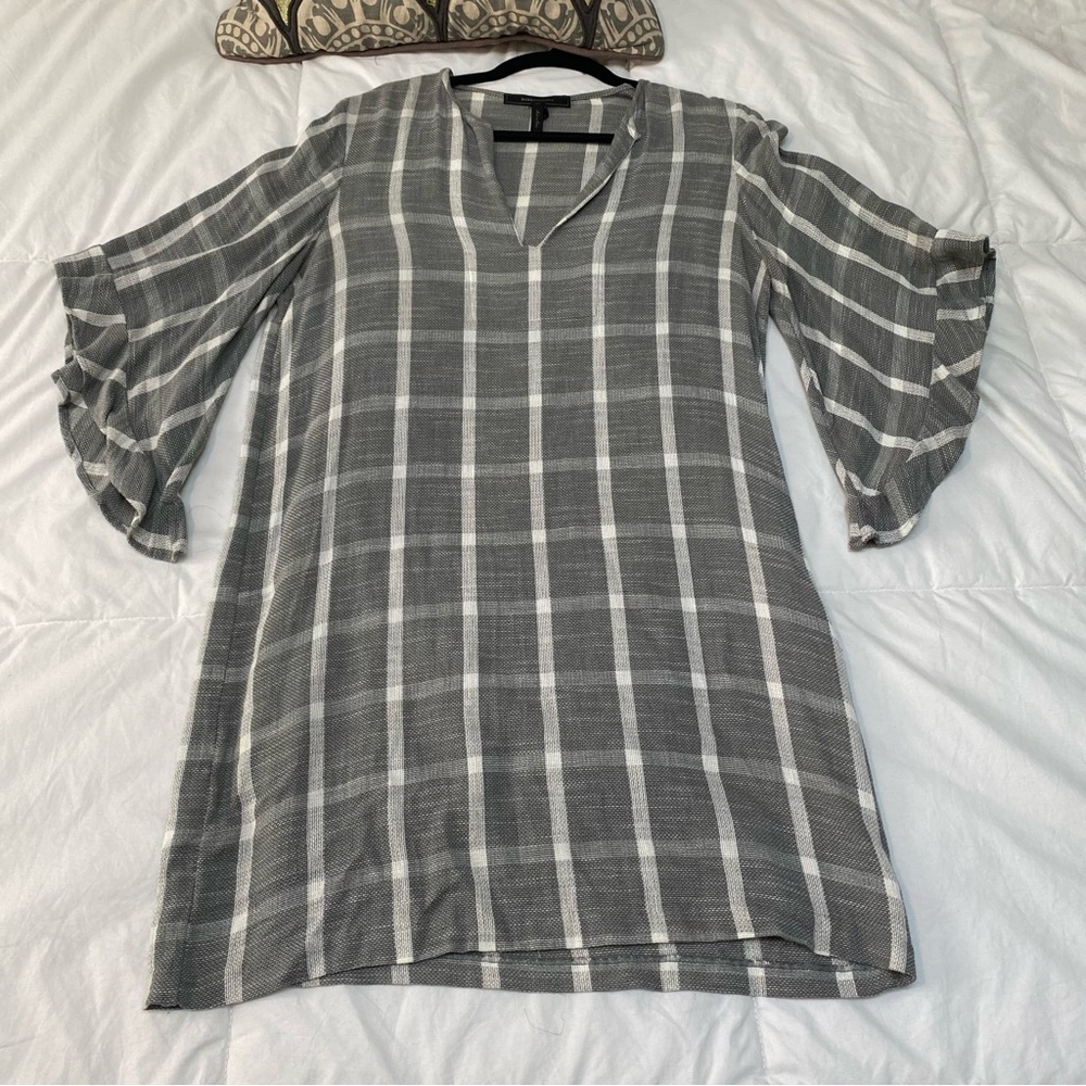 BCBG Tati Plaid Linen Dress with Slip - Picture 3 of 6
